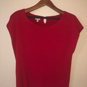 Red Talbots Boat Neck, Cap Sleeve Blouse
